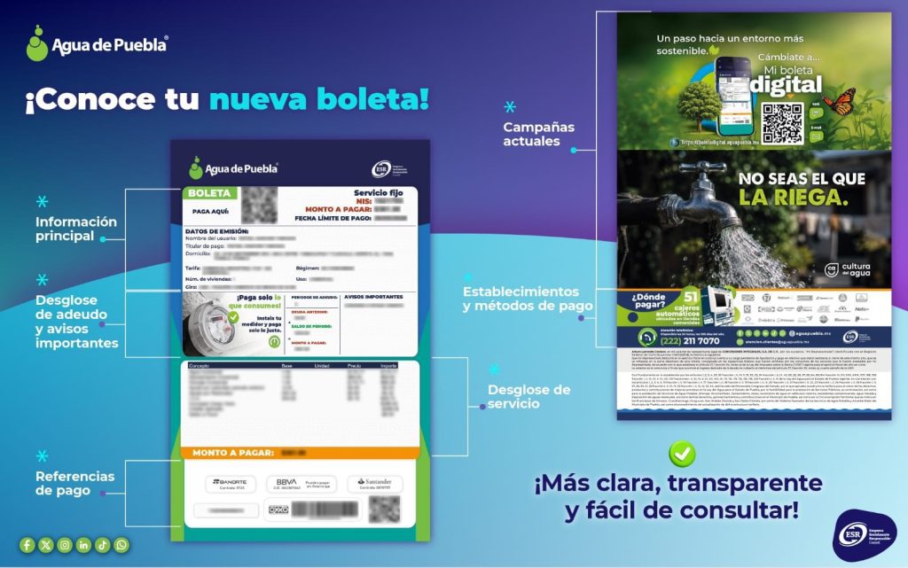 La nueva imagen facilita la comprensión de la información de consumos, adeudos y pagos, fortaleciendo la atención y el servicio a las y los usuarios