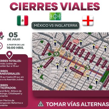 México vs Inglaterra: estos serán los cierres viales en la ciudad Puebla este domingo