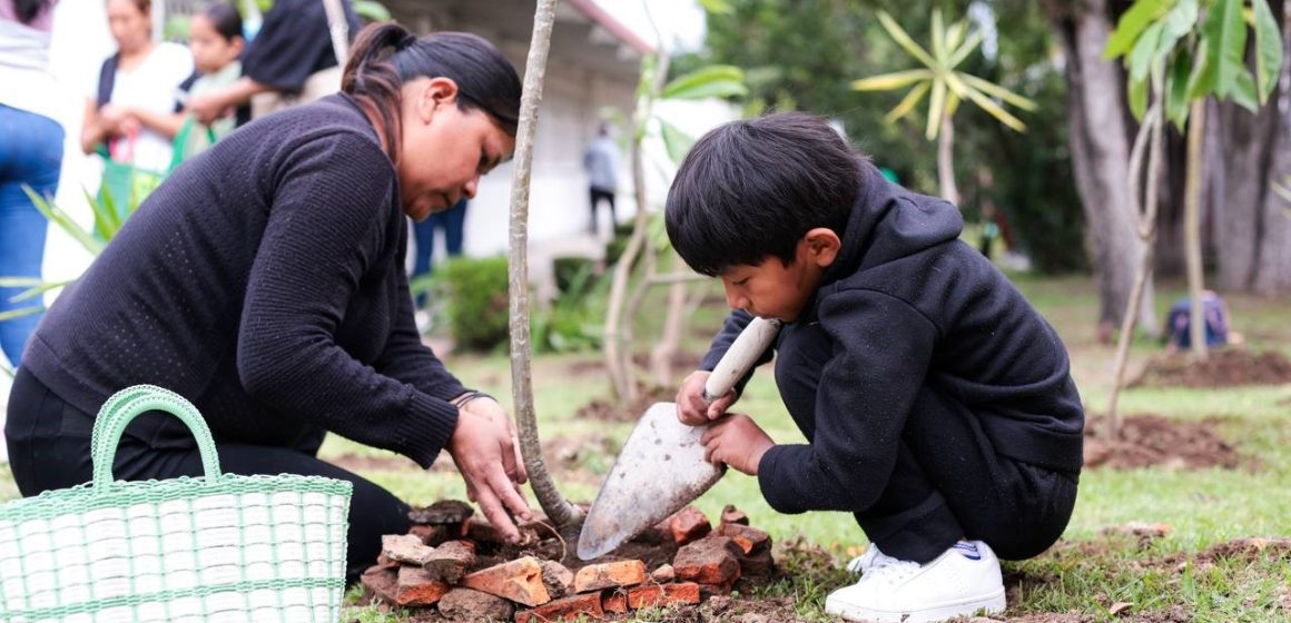 Fortalece Lupita Cuautle cultura ambiental con jornada de reforestación escolar en San Andrés Cholula