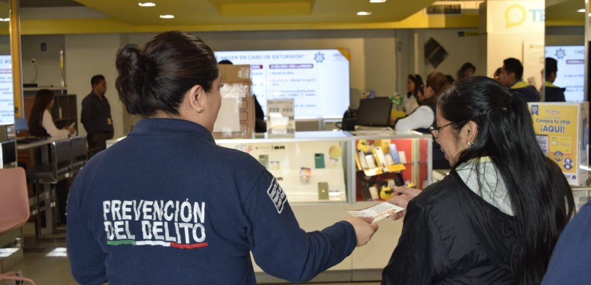 Refuerzan acciones de prevención de la extorsión en el sector comercial de San Pedro Cholula