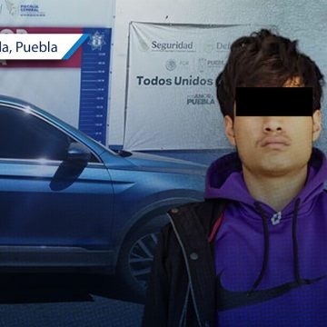 Detienen a dos con camioneta robada tras persecución en Xoxtla