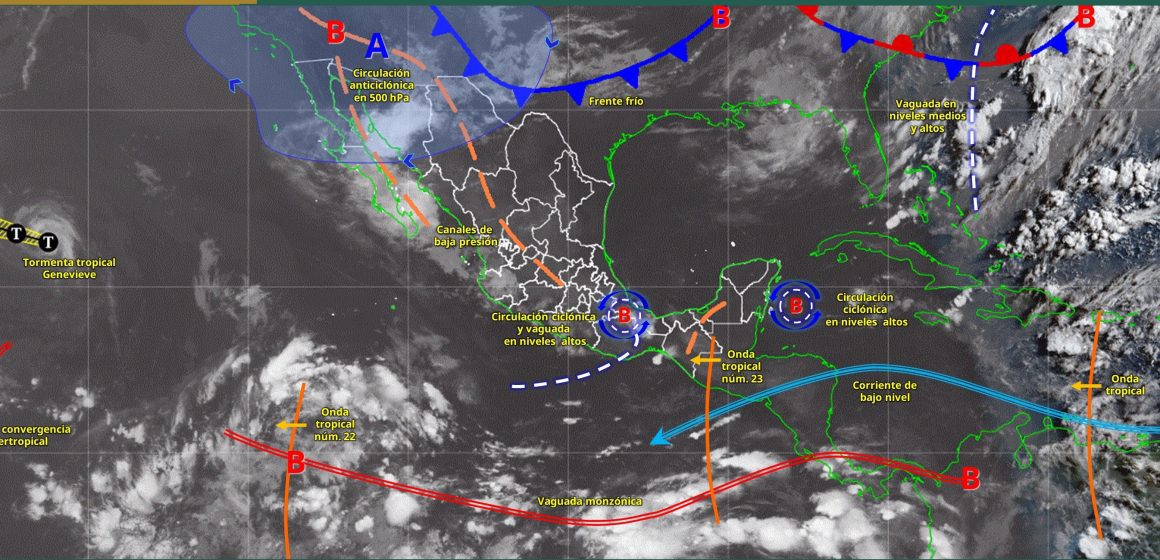 Onda Tropical 23 y monzón desatan lluvias intensas en 11 estados; avistan nuevo frente frío