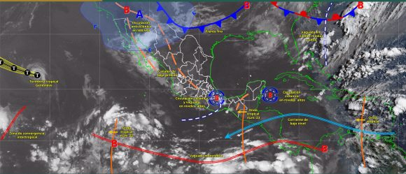 Onda Tropical 23 y monzón desatan lluvias intensas en 11 estados; avistan nuevo frente frío