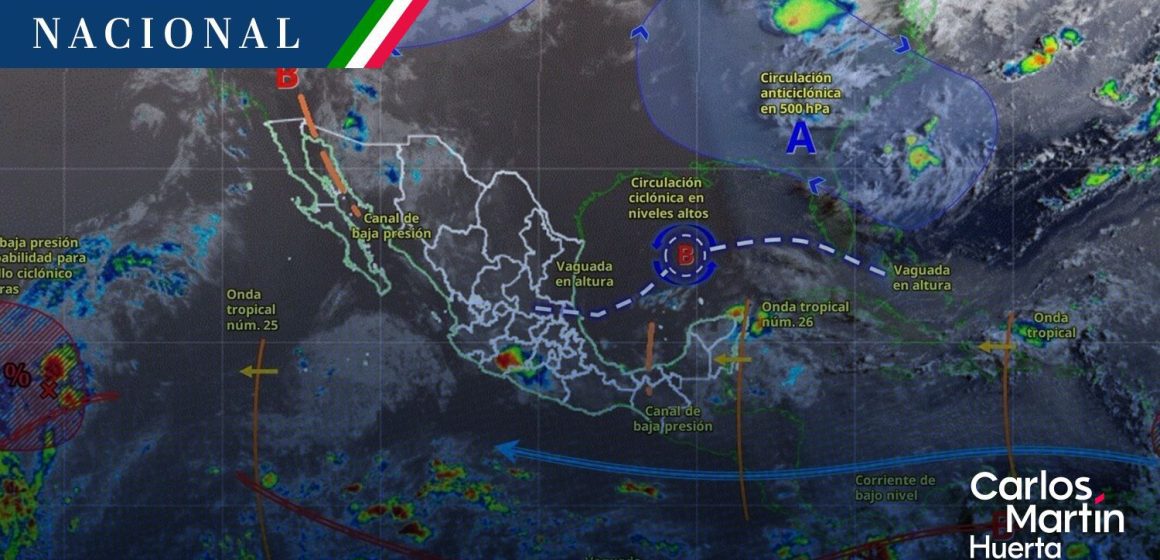 Monzón mexicano y onda tropical 26 provocarán lluvias intensas y calor extremo