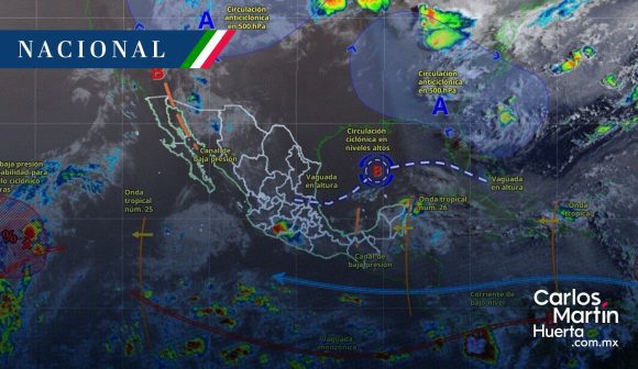 Monzón mexicano y onda tropical 26 provocarán lluvias intensas y calor extremo