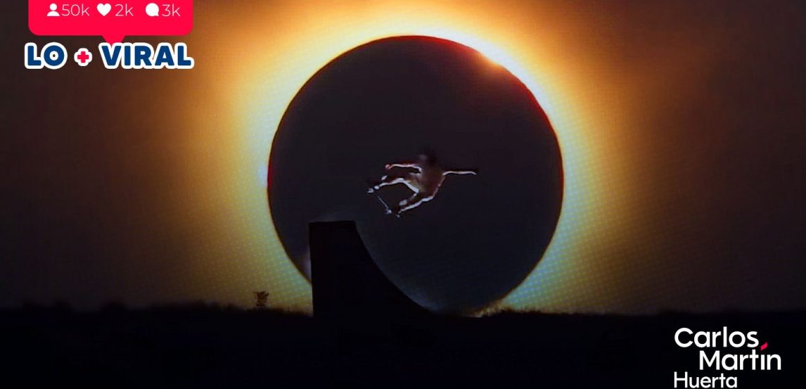 Skater español Danny León realiza truco perfecto durante el eclipse total