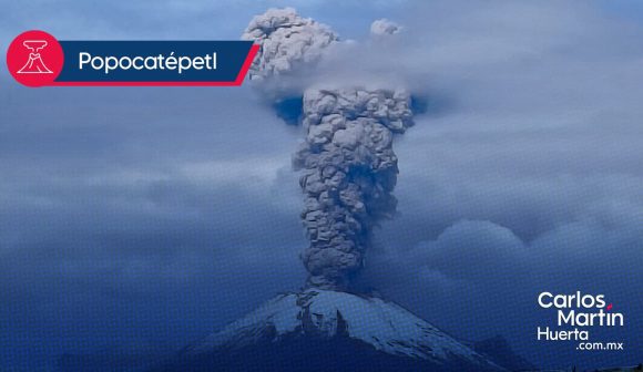 Volcán Popocatépetl registra fuerte exhalación de 3.5 km; se prevé caída de ceniza