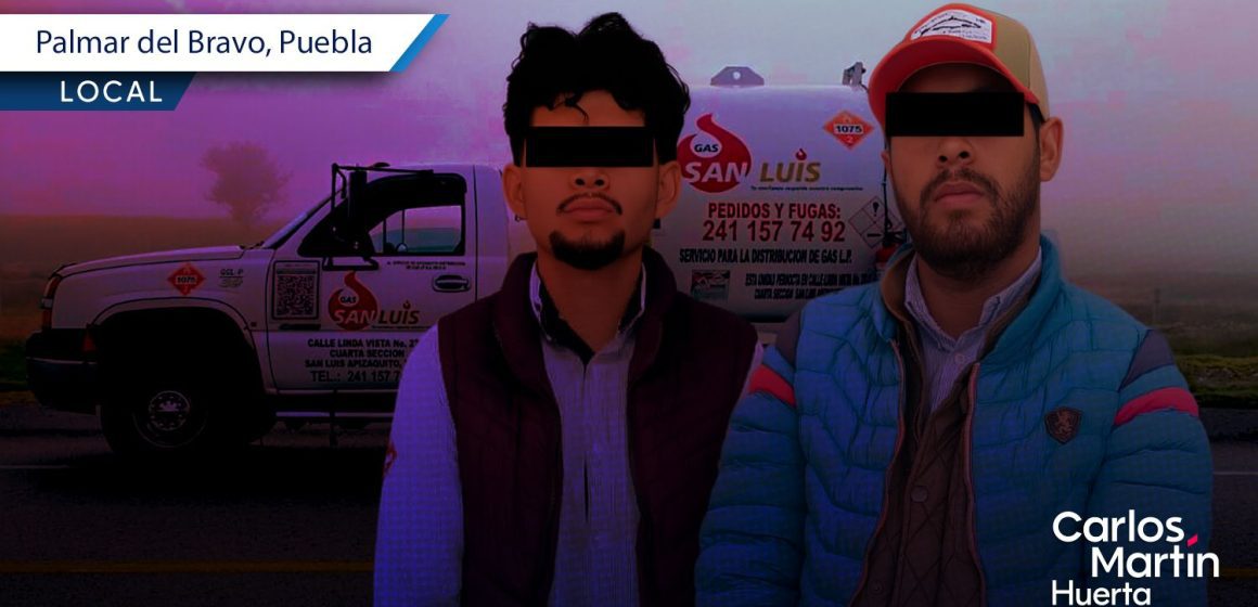 Detienen a dos hombres por transportar ilegalmente 3 mil 800 litros de gas LP en Palmar de Bravo