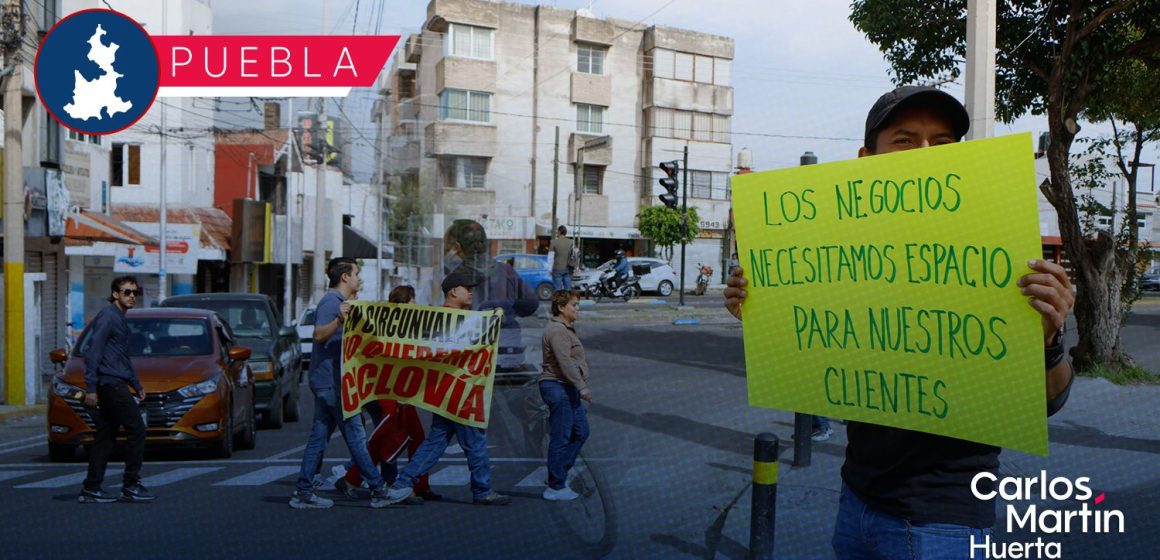 Vecinos de Jardines de San Manuel se manifiestan en contra de la ciclovía en Circunvalación