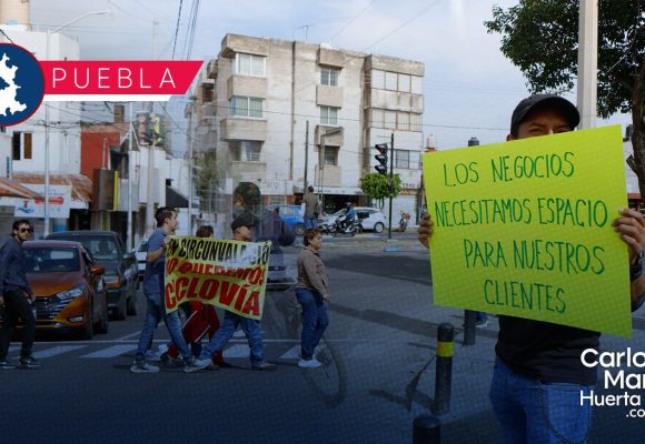 Vecinos de Jardines de San Manuel se manifiestan en contra de la ciclovía en Circunvalación