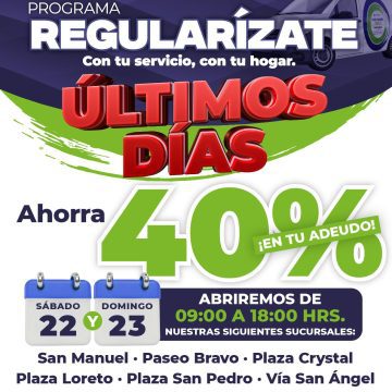 “Regularízate” con ahorro del 40% en su adeudo de agua y 100% en recargos