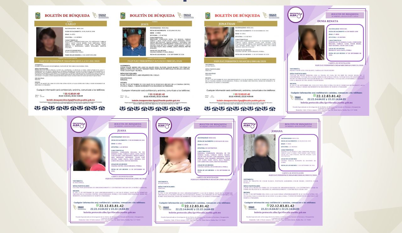 491 (1) FGE Puebla localiza con vida a siete personas reportadas como desaparecidas