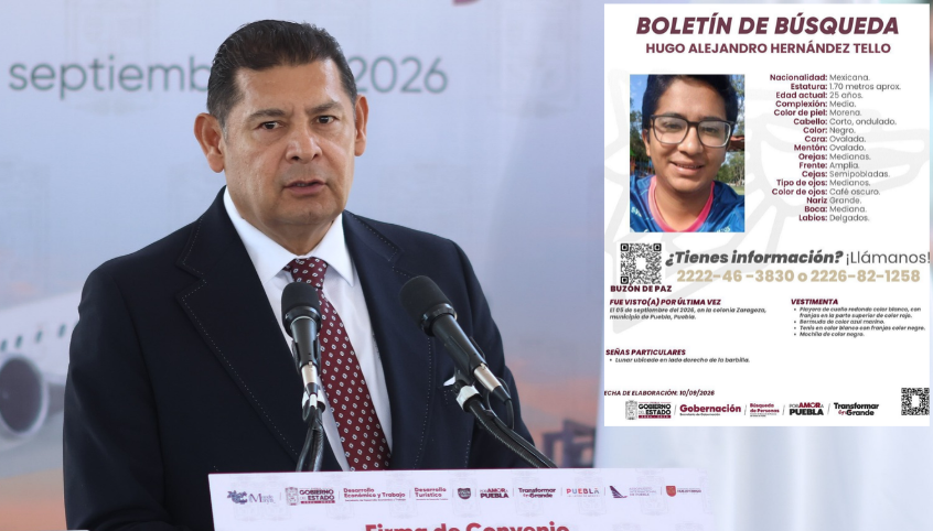 Armenta garantiza esfuerzos y recursos para buscar a Hugo Alejandro Hernández, estudiante de la BUAP