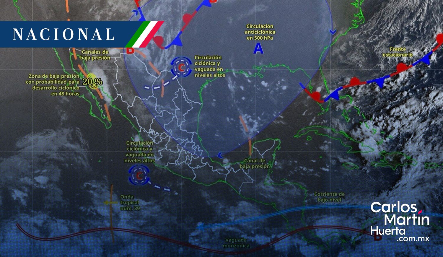 Onda tropical 39 - baja presión Monzón Mexicano y zona de baja presión amenazan con lluvias muy fuertes en el país