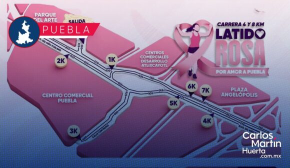 Anuncian cierres viales por la carrera nocturna "Latido Rosa" 2026