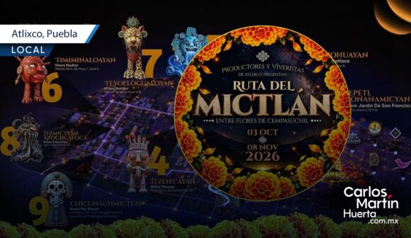 Atlixco presenta La Ruta del Mictlán 2026 con figuras monumentales de los nueve niveles del inframundo