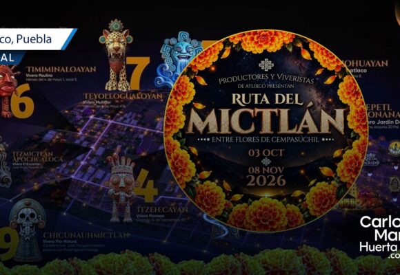 Atlixco presenta La Ruta del Mictlán 2026 con figuras monumentales de los nueve niveles del inframundo