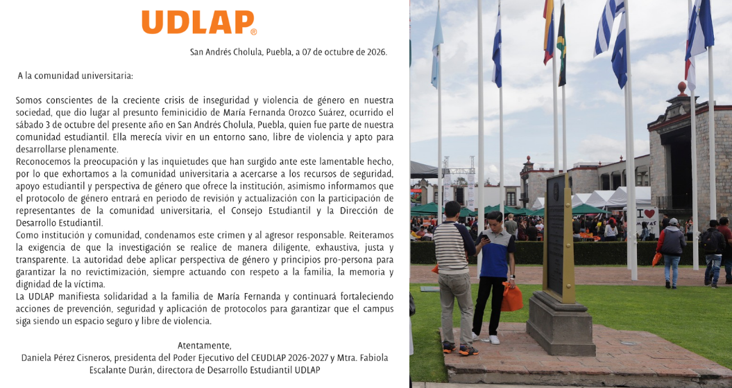 UDLAP revisará protocolos de género tras caso de María Fernanda