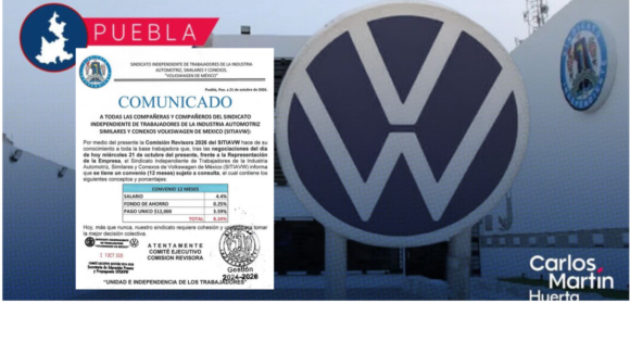 Volkswagen Puebla y SITIAVW acuerdan oferta de 8.24% y evitan huelga; falta consulta sindical