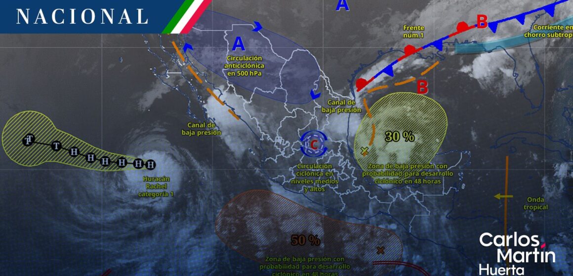 Frente frío número 1 e interacción de bajas presiones provocarán lluvias en 10 estados
