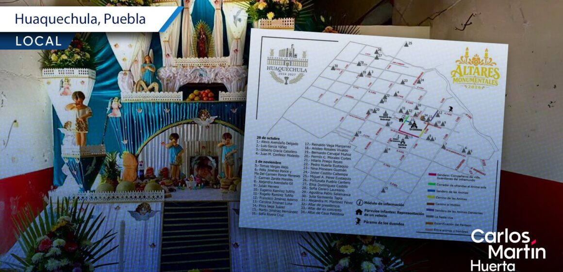 Huaquechula publica mapa con la ubicación de sus 34 altares monumentales de Día de Muertos