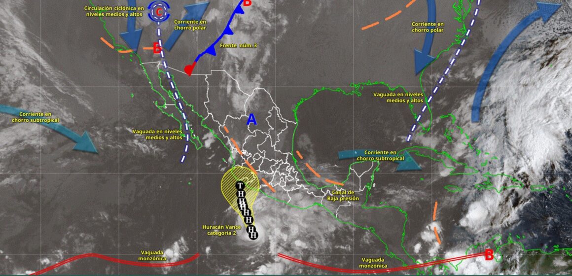 Huracán Vance se intensifica a categoría 2; frente frío 3 provocará lluvias