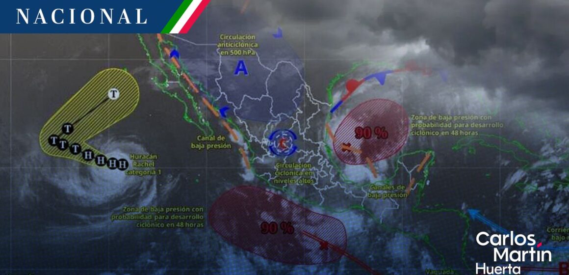 Dos bajas presiones ciclónicas y frente frío provocan lluvias torrenciales en 6 estados