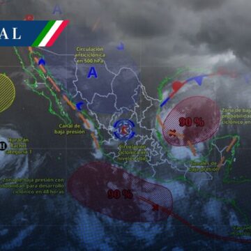 Dos bajas presiones ciclónicas y frente frío provocan lluvias torrenciales en 6 estados