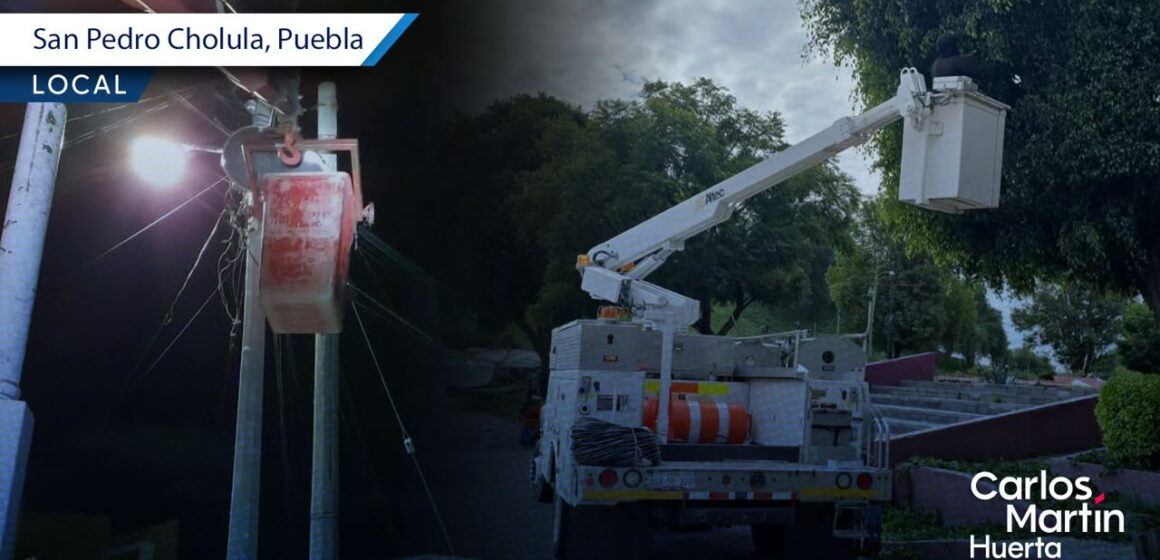 San Pedro Cholula refuerza alumbrado y mantenimiento urbano en barrios y juntas auxiliares