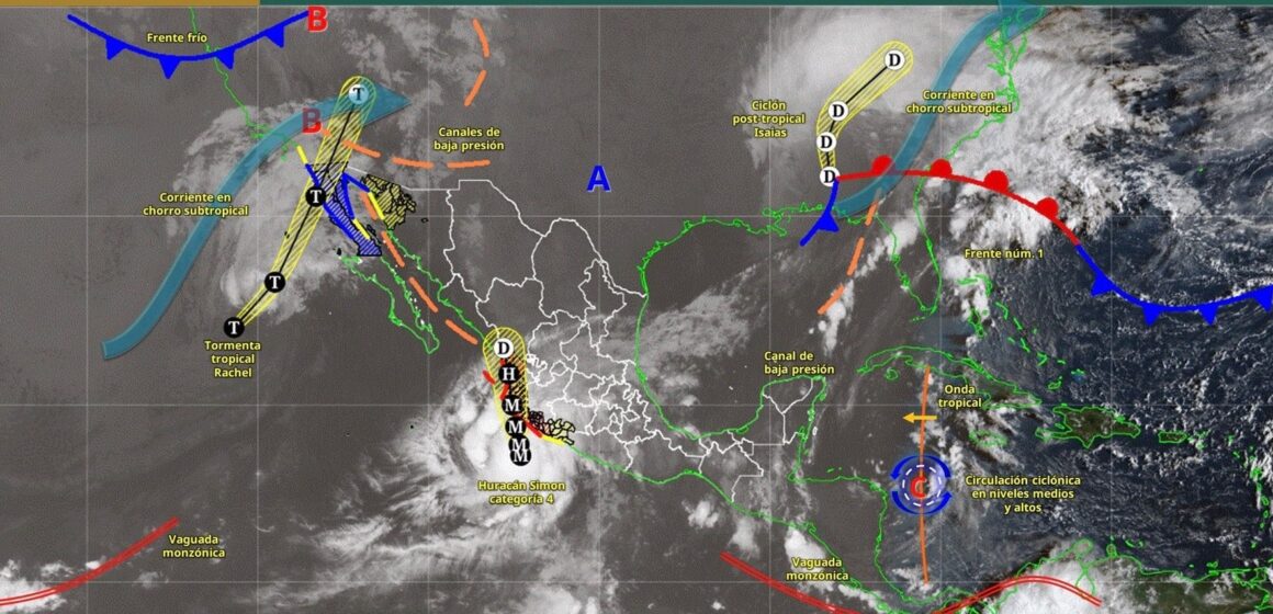 Huracán Simón alcanza la categoría 4 y amenaza las costas de Colima y Jalisco