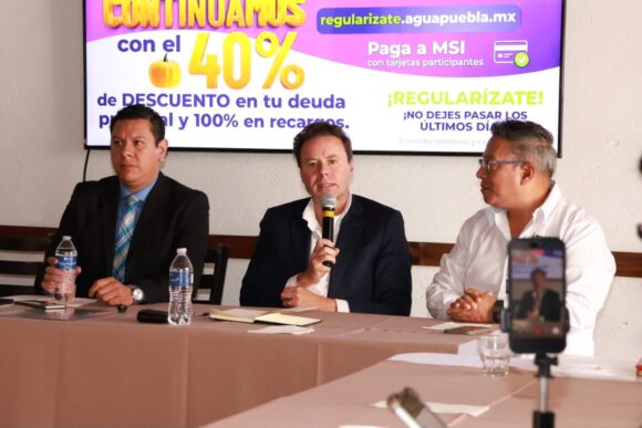 Agua de Puebla ofrece 2 meses gratis por pago anual anticipado 2027