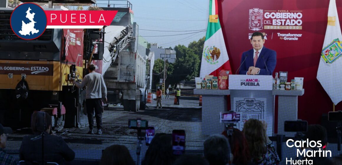 Armenta destaca pavimentación histórica en Puebla sin “comisiones ni privilegios”
