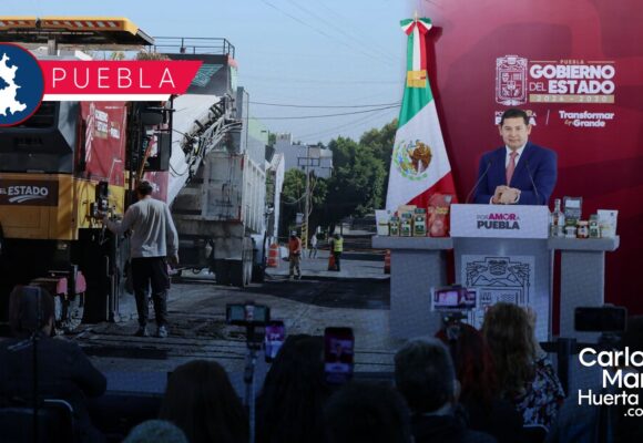 Armenta destaca pavimentación histórica en Puebla sin “comisiones ni privilegios”