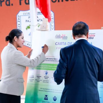Reafirma Lupita Cuautle compromiso ambiental con firma de la Carta de la Tierra en San Andrés Cholula