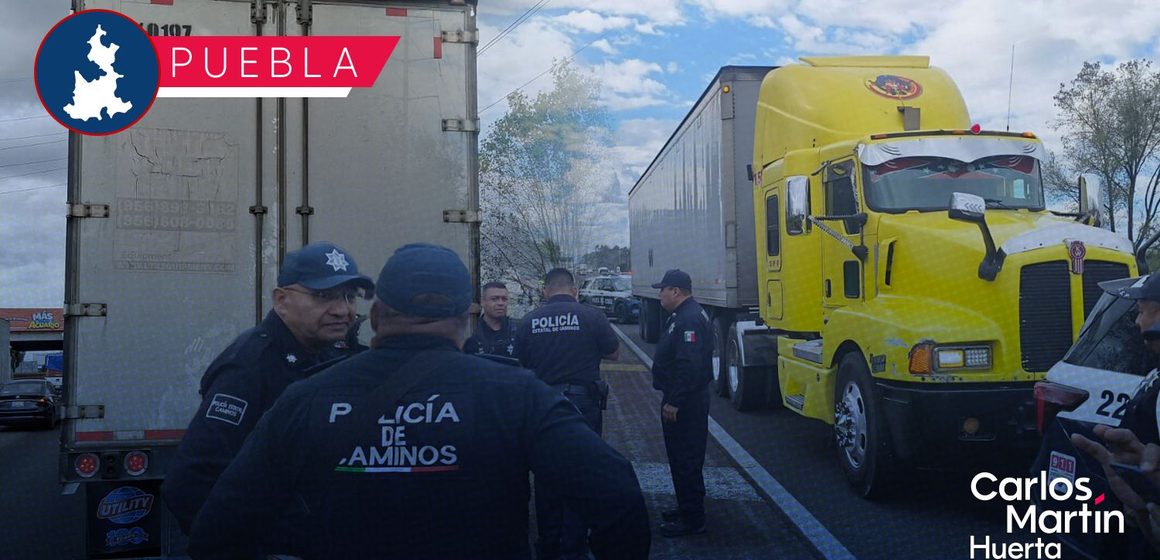 Frustran robo a transportista en la Autopista México-Puebla; hay dos detenidos tras persecución y balacera