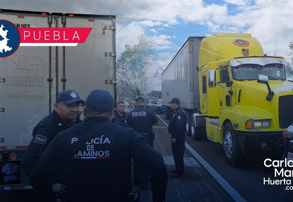 Frustran robo a transportista en la Autopista México-Puebla; hay dos detenidos tras persecución y balacera