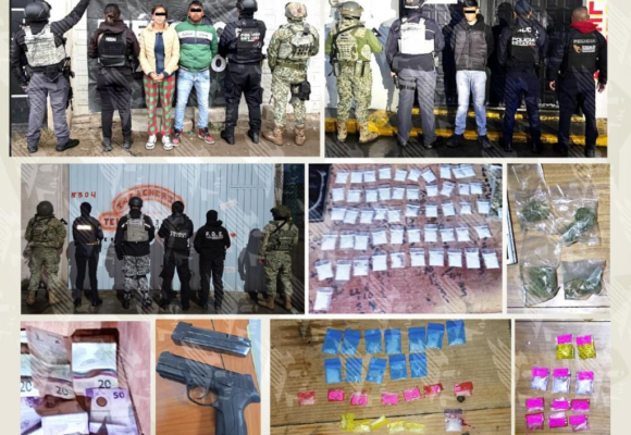 Cateos en Huejotzingo dejan tres detenidos, droga y armas aseguradas por la FGE Puebla